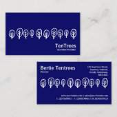 10本の木 – ダークブルーの白 名刺 (正面/裏面)