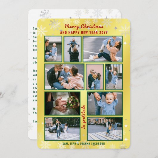 10枚かわいいゴールデンエレガントドのコラージュパーソナライズされた シーズンカード (正面/裏面)