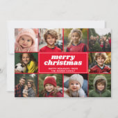 10枚の写真を使ったコラージュ - メリークリスマス 赤いラインアート シーズンカード (正面)