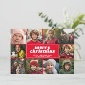 10枚の写真を使ったコラージュ - メリークリスマス 赤いラインアート シーズンカード (スタンド正面)