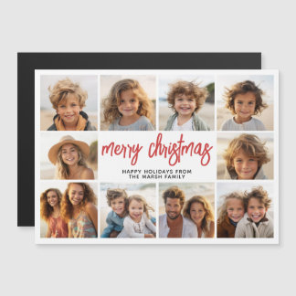 10枚の写真コラージュ - モダンなメリークリスマスマグネット