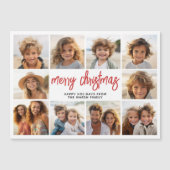 10枚の写真コラージュ - モダンなメリークリスマスマグネット (正面)