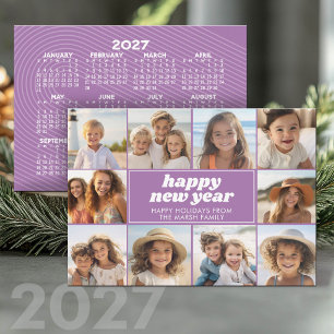 10枚の写真コラージュ - 謹賀新年 2027年 カレンダー シーズンカード