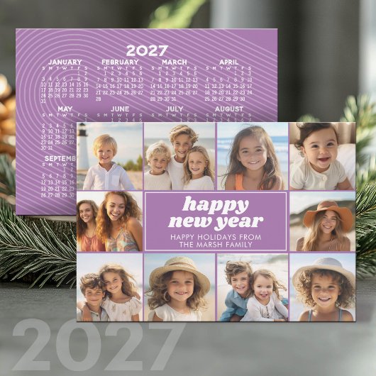 10枚の写真コラージュ - 謹賀新年 2027年 カレンダー シーズンカード