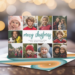 10枚の写真縁ど-  Merry Christmasレトロラインアート シーズンカード