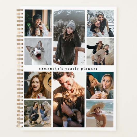 10枚モダンの写真のパーソナライズされたコラージュ プランナー手帳 (正面)