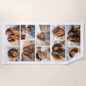 10枚モダンミニマルのフォトグリッドのコラージュ – 白 ビーチタオル (正面)