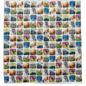 10正方形フォトグリッドテンプレート丸い白い枠 シャワーカーテン (正面)