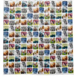 10正方形フォトグリッドテンプレート丸い白い枠 シャワーカーテン