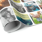 10正方形フォトグリッドテンプレート丸い白い枠 ラッピングペーパー (ロールコーナー)