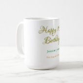 10歳お誕生日おめでとう オレンジ グリーン 名前 日付 シンプル コーヒーマグカップ (正面左)