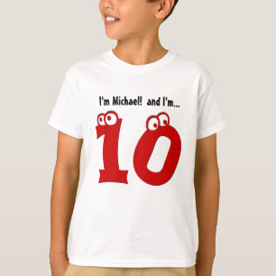 10歳のおもしろいの赤数のためのかわいい誕生日のティー Tシャツ