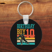 10歳のアイスホッケーをテーマにした10歳の誕生日パーティー キーホルダー (正面)