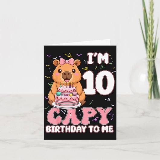 10歳のカピバースデー・トゥ・ミー 10歳の誕生日キャップ カード (正面)
