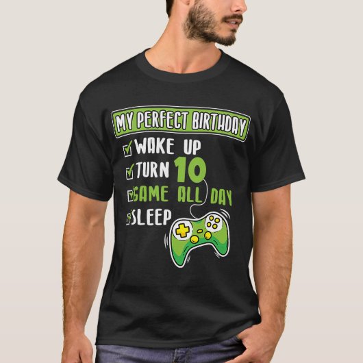 10歳のゲーマー少年 10 パーフェクト Tシャツ (正面)