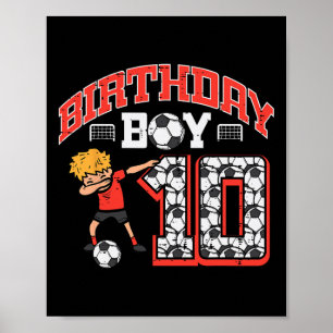 10歳のサッカー好き男子のためのダブポーズ誕生日パーティーグッズ 誕生日おめでとう！ ポスター