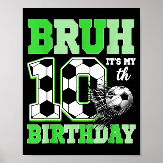 10歳のサッカー誕生日パーティー お誕生日おめでとう ポスター (正面)