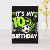 10歳のサッカー誕生日パーティー サッカー10年選手 カード (黄色い花)