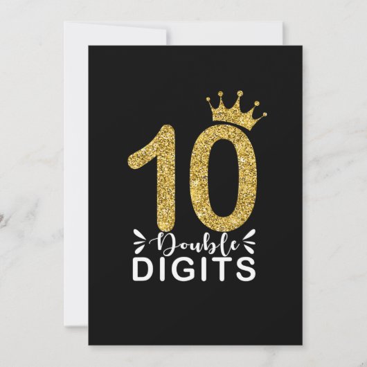 10歳のプレゼント ダブルディジットの女の子に王冠を 招待状 (正面)