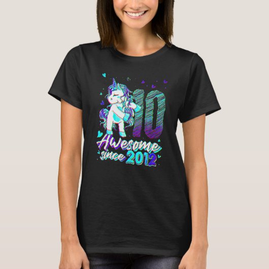 10歳のユニコーンのフロッシング 10歳の誕生日ユニコーン Tシャツ (正面)