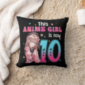 10歳の女の子かわいいギフトアニメガール10th Bir クッション (ブランケット)