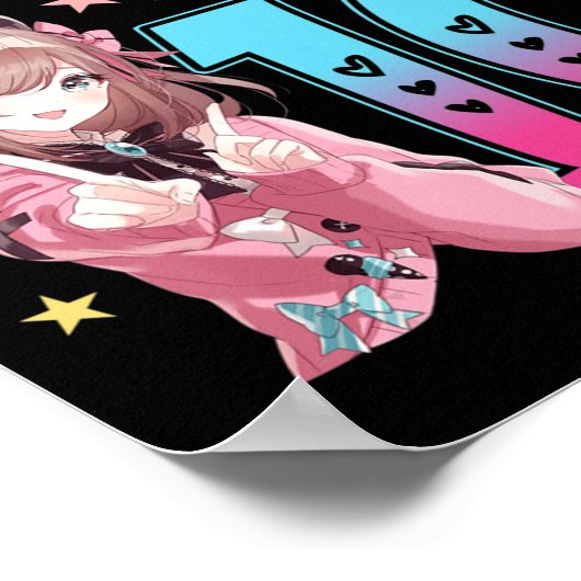 10歳の女の子かわいいギフトアニメガール10th Bir ポスター (角)