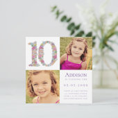 10歳の女の子の誕生日パーティー写真 招待状 (スタンド正面)