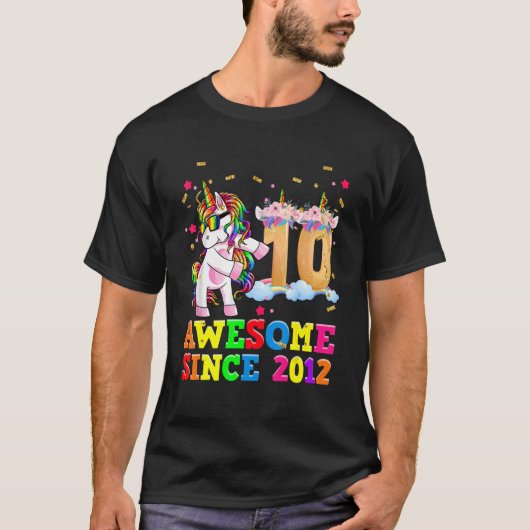 10歳の女の子ユニコーン浮き10誕生日P Tシャツ (正面)