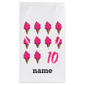10歳の女の子誕生日かわいいピンクのアイスクリーム スモールペーパーバッグ (裏面)