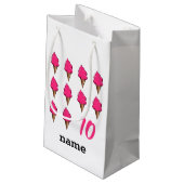 10歳の女の子誕生日かわいいピンクのアイスクリーム スモールペーパーバッグ (裏面アングル)