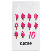 10歳の女の子誕生日かわいいピンクのアイスクリーム スモールペーパーバッグ (正面)