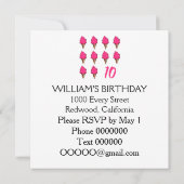 10歳の女の子誕生日かわいいピンクのアイスクリーム 招待状 (裏面)