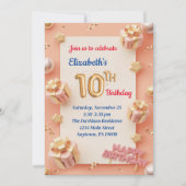 10歳の女の子誕生日招待状 招待状 (正面)