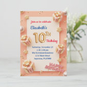 10歳の女の子誕生日招待状 招待状 (スタンド正面)
