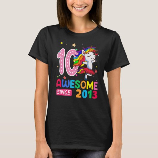 10歳の女の子10代ユニコーン10誕生日1 Tシャツ (正面)