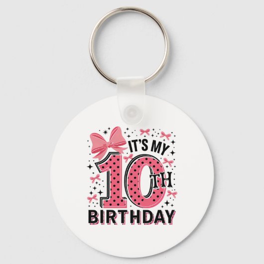 10歳の女の子 コケット 誕生日おめでとう 10歳の女の子 コケ キーホルダー (正面)