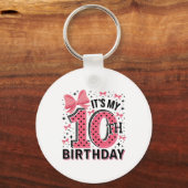 10歳の女の子 コケット 誕生日おめでとう 10歳の女の子 コケ キーホルダー (正面)