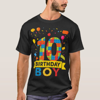 10歳の建物ブロック10th誕生日少年 tシャツ
