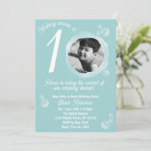 10歳の淡い青い泡の誕生日パーティー 招待状 (スタンド正面)