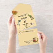 10歳の爬虫類公園誕生日 オールインワン招待状 (貼ってはがせる)