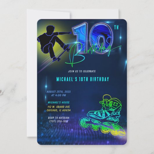 10歳の男の子の誕生日カード 招待状 (正面)