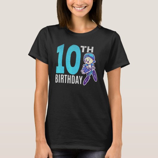 10歳の誕生日おめでとう少年BMX自転車サイクリング少年 Tシャツ (正面)