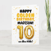 10歳の誕生日おめでとう ゴールデンバースデーカード 子供用 カード (正面)