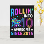 10歳の誕生日おめでとう!スケートの10周年ギフト カード (黄色い花)