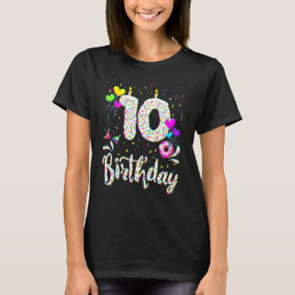 10歳の誕生日おめでとう ドーナツ女子 バースデーギフト Tシャツ