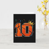 10歳の誕生日おめでとう バスケットボール大好きな少年 カード (黄色い花)