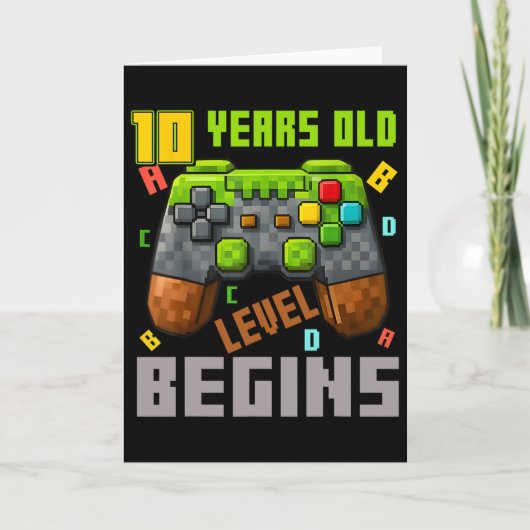 10歳の誕生日おめでとう ピクセルゲーミングコントローラー 10才 カード (正面)