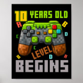 10歳の誕生日おめでとう ピクセル ゲーミング コントローラー 10才 ポスター (正面)