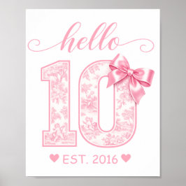 10歳の誕生日おめでとう | ピンクの10歳の誕生日 カスタムイヤー ポスター