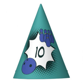 10歳の誕生日おめでとう ブルーグリーンボウリング パーティーハット